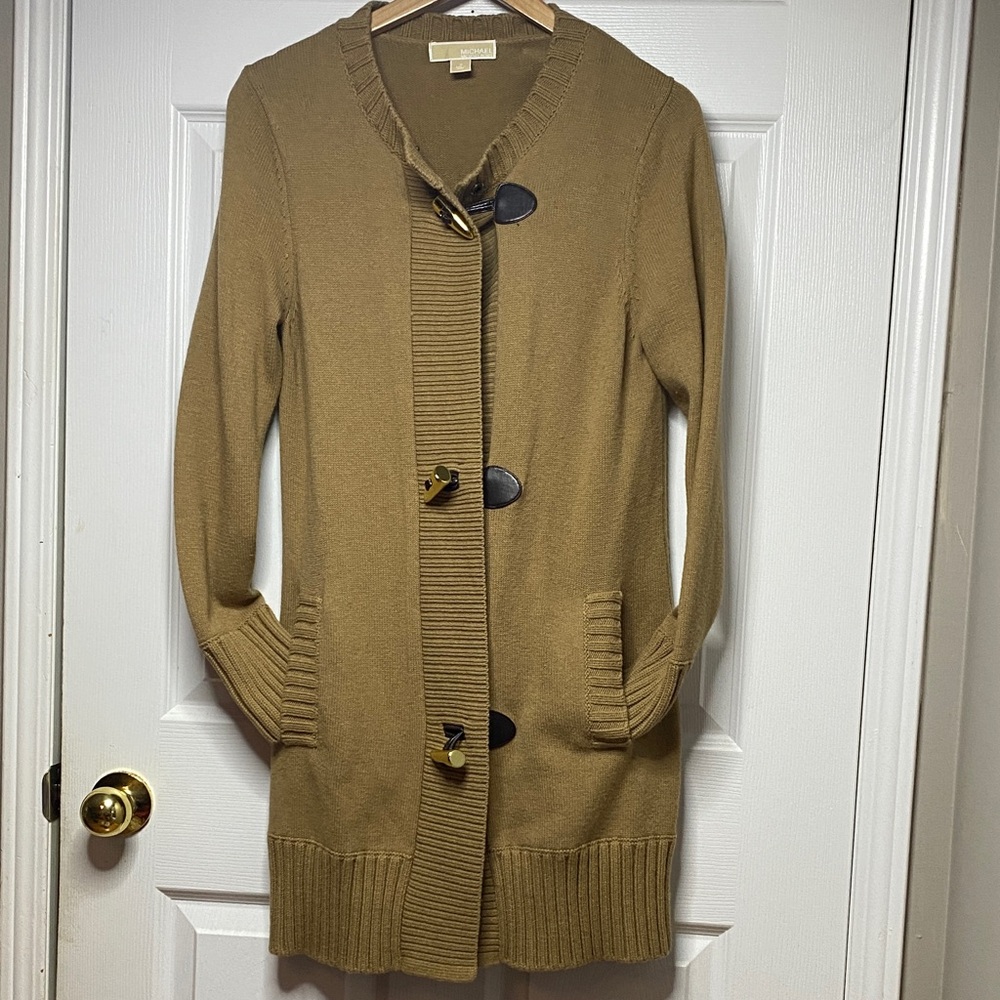 Michael Kors Tan Cardigan with Toggle Accents